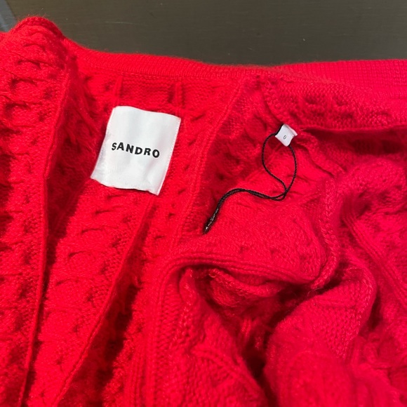 SANDRO Red Cropped Cardigan Size 0 (XS) - Picture 3 of 11
